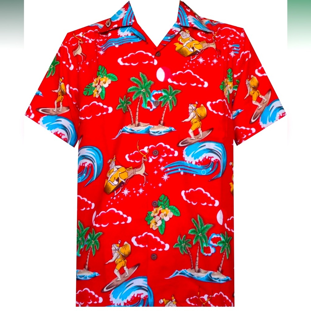 🎄Men’s Aloha Hawaiian Surfing Santa Christmas shirt!🎅🏻🌊
